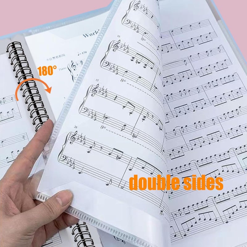MUDOR Sheet Music Folder, 60 Pockets Fits Letter Size 8.5X 11 Inches, Allow Annotations, Eliminate Glare, Spiral Sheet Music Storage Holder Binder Organizer, Blue - Image 4